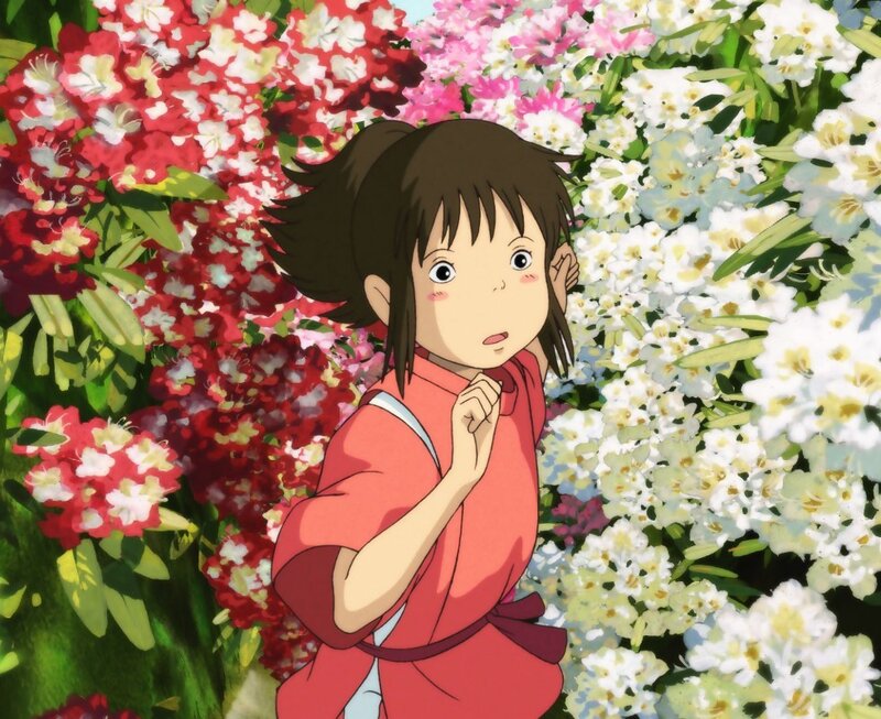 girl in a flower garden