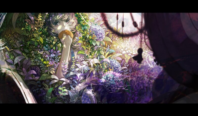 girl in a flower garden