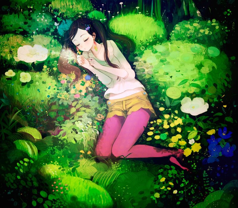 Girl in a flower garden
