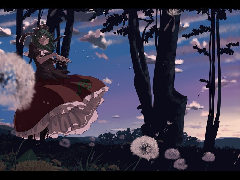 Girl in a forest at dusk