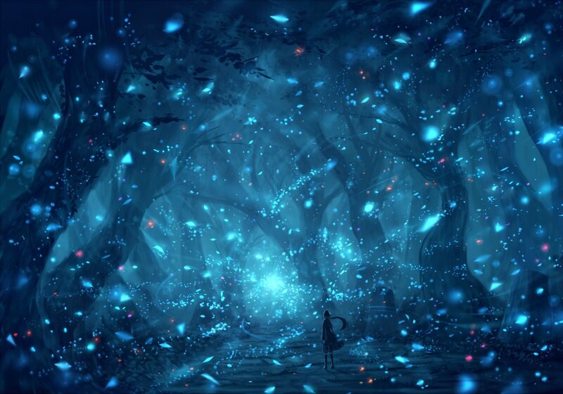 Girl in a Forest — Blue