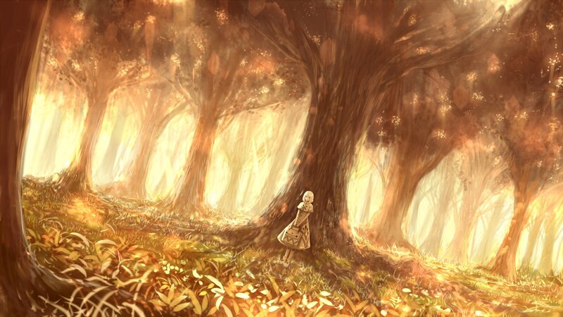Girl in a Forest — Brown, Serene, Autumn