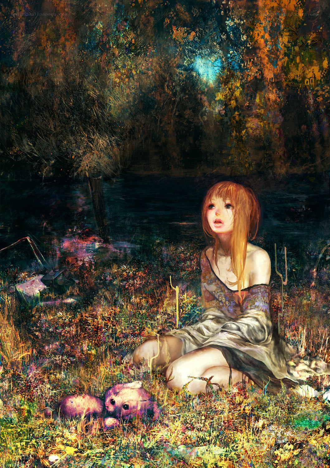 Girl in a forest clearing