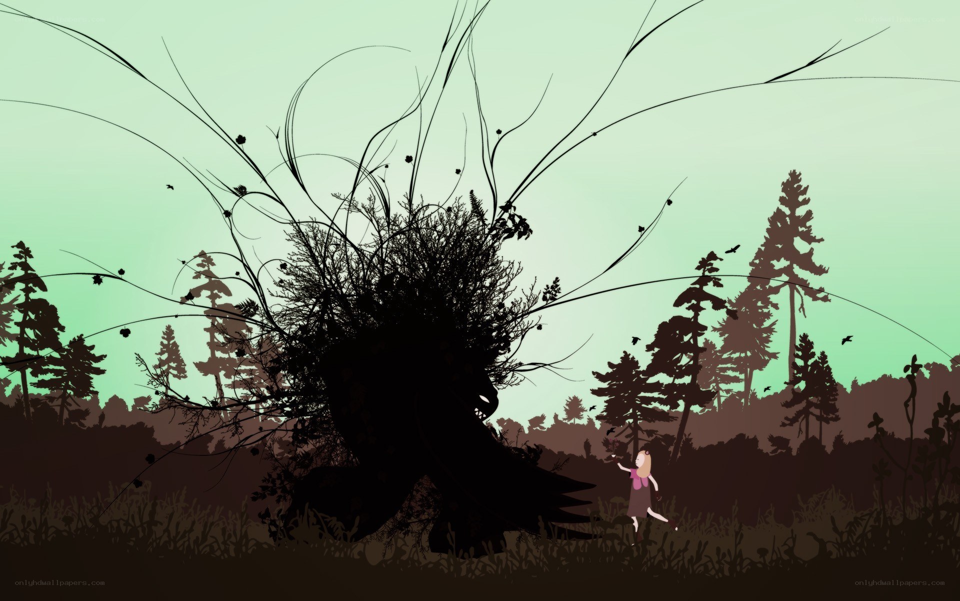 Girl in a forest clearing