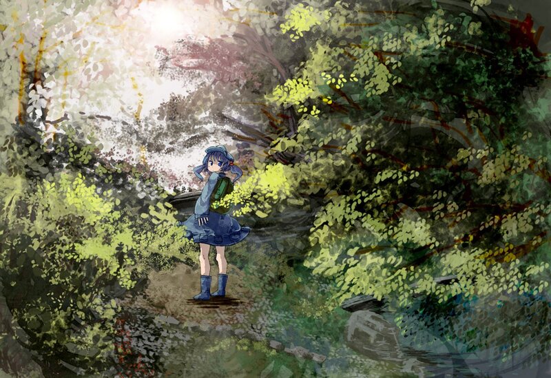 Girl in a forest clearing