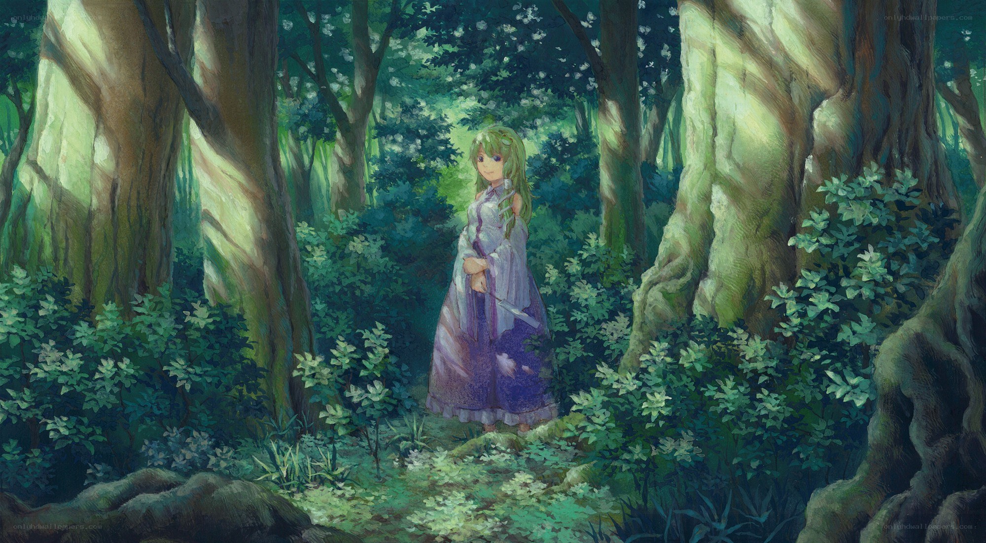 girl in a forest clearing