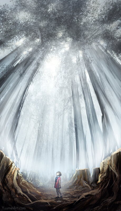 Girl in a Forest — Gray