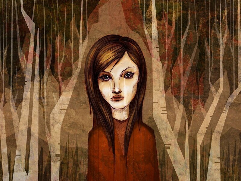 girl in a forest illustration