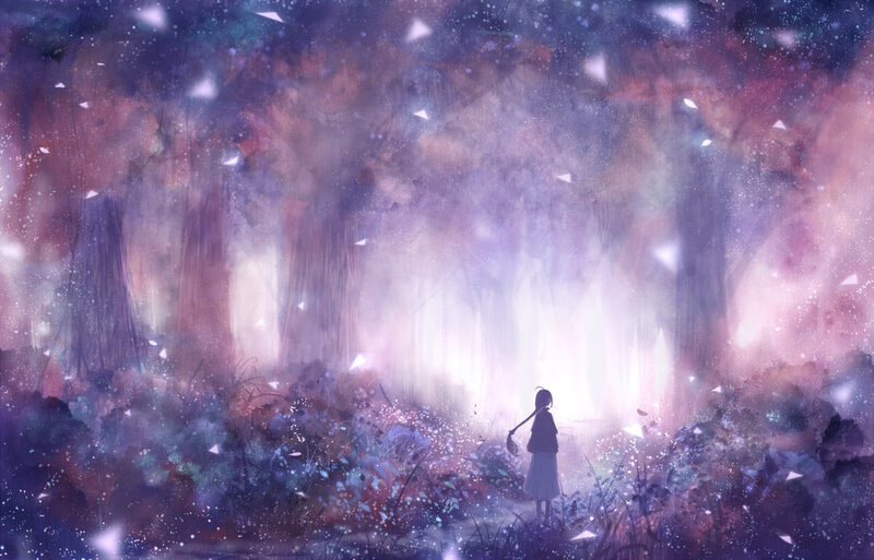 Girl in a Forest — Purple, Serene