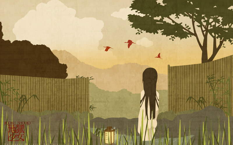 Girl in a garden at sunset
