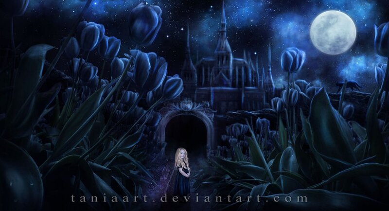 Girl in a Garden — Blue