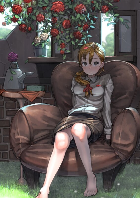 Girl in a garden chair