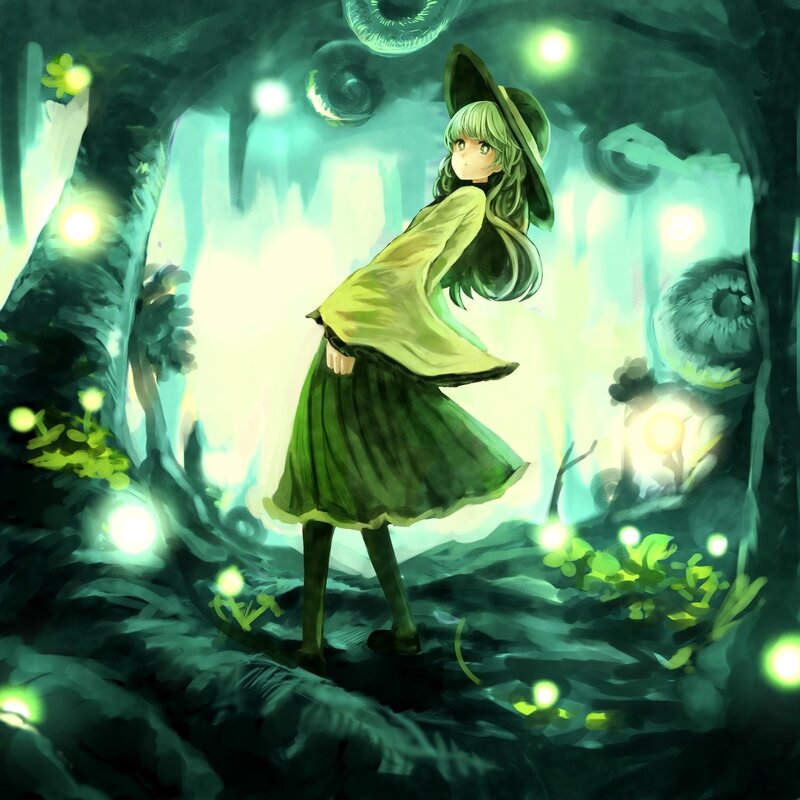 girl in a glowing forest