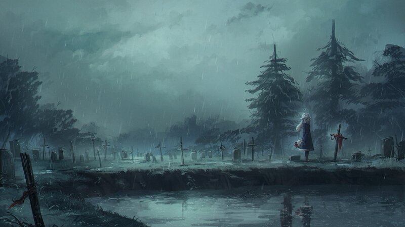 Girl in a Graveyard — Gray