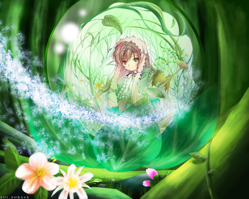 girl in a green bubble