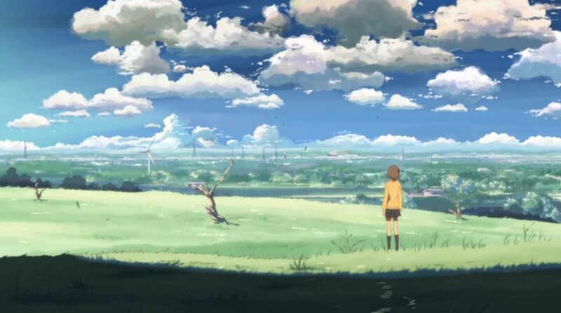 girl in a green field