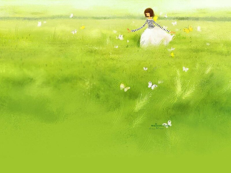 Girl in a green field