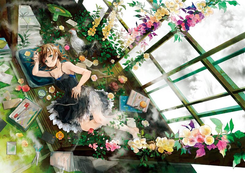 girl in a greenhouse