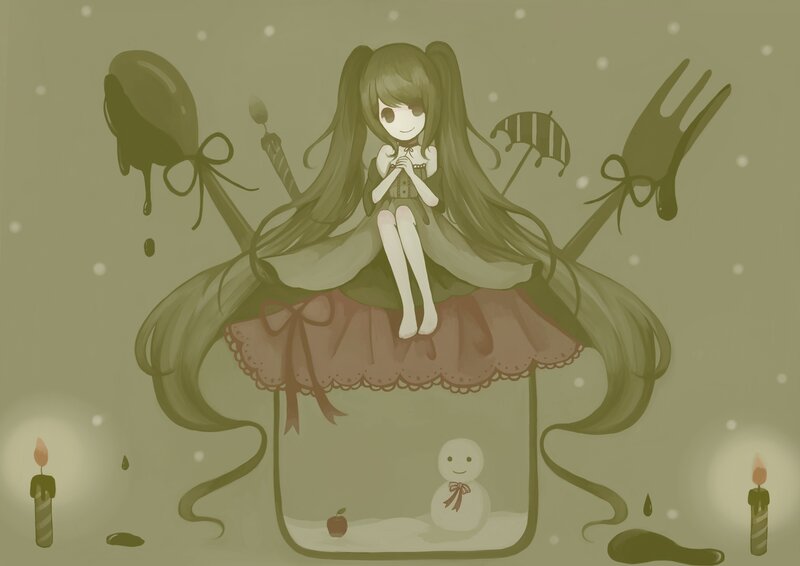 girl in a jar with utensils