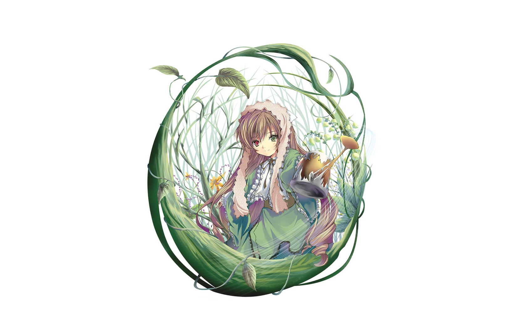 girl in a leafy circle