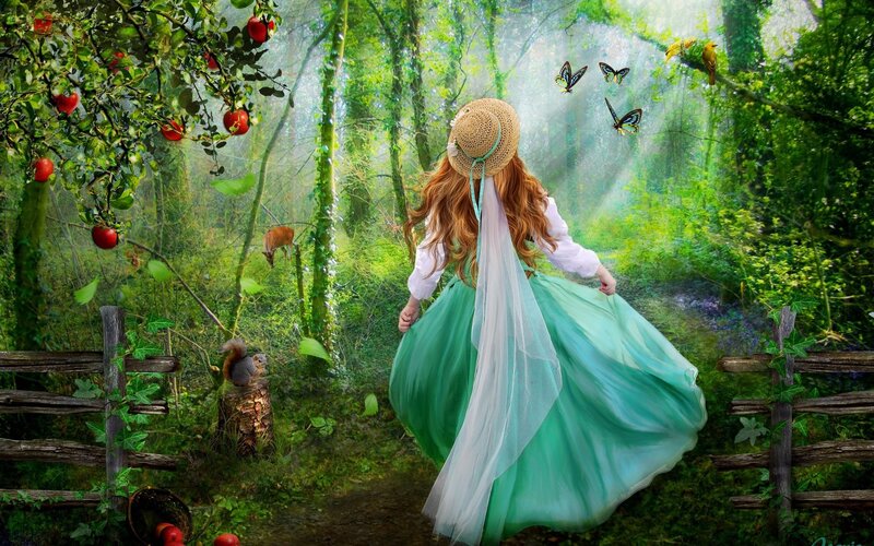Girl in a magical forest
