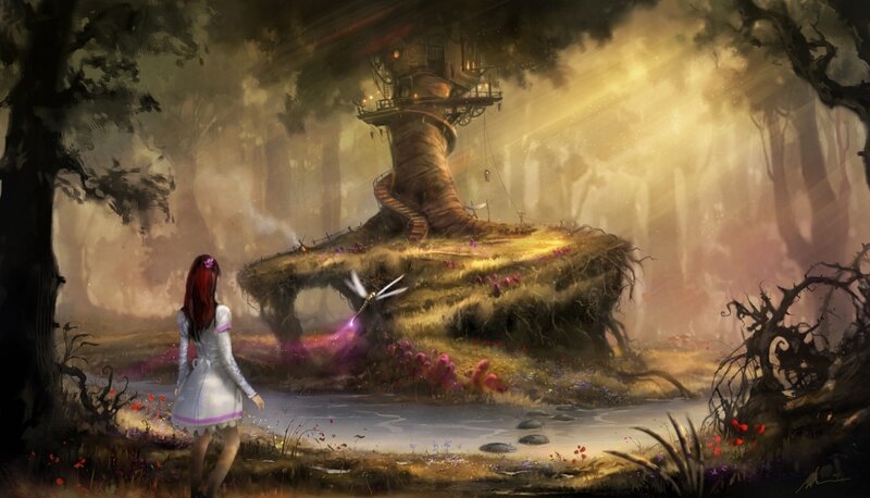 girl in a magical forest
