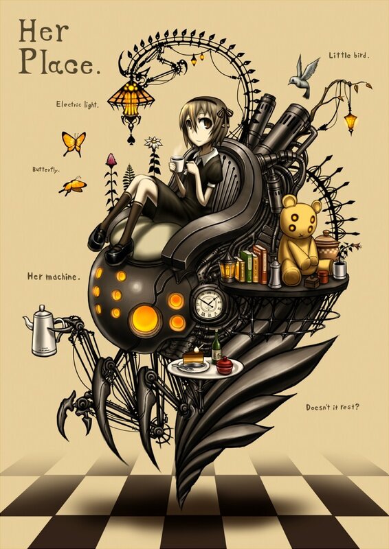 Girl in a mechanical chair
