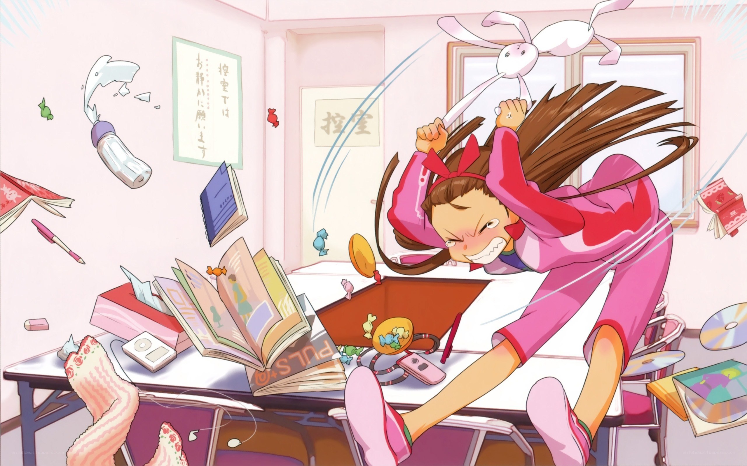 Girl in a messy room