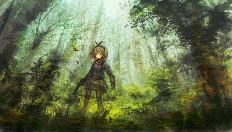 girl in a misty forest