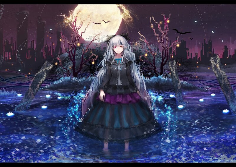 girl in a moonlit swamp