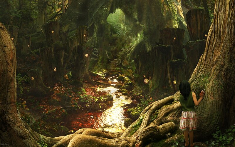 girl in a mystical forest