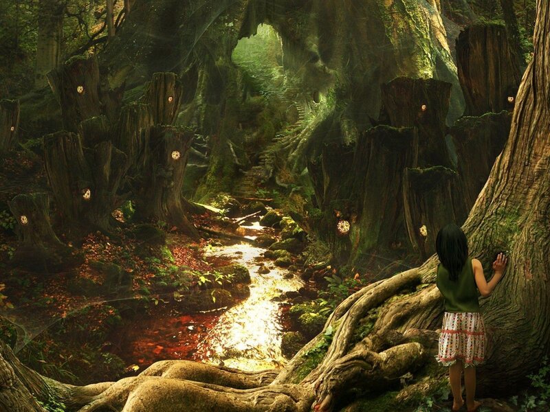 Girl in a mystical forest