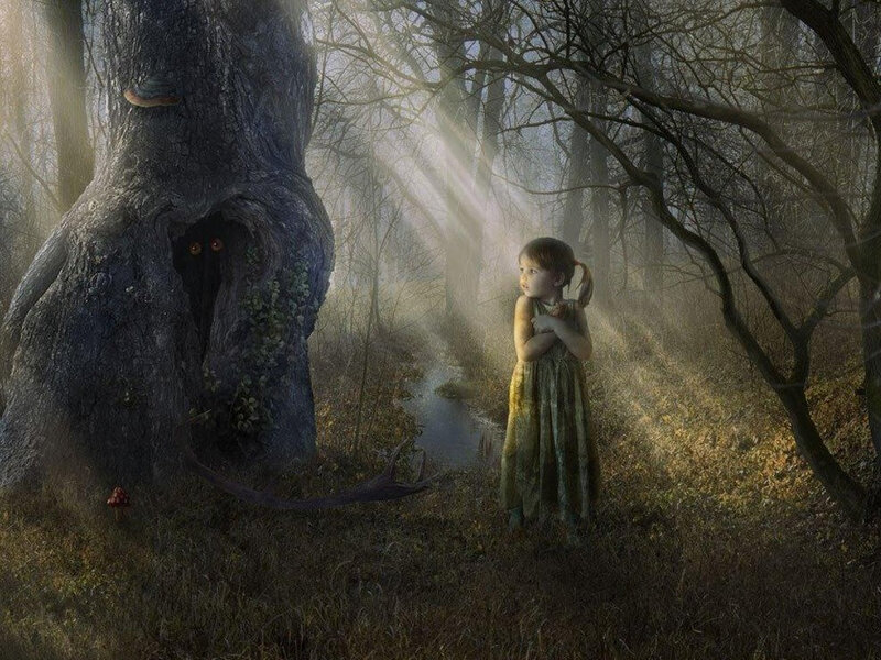 Girl in a mystical forest