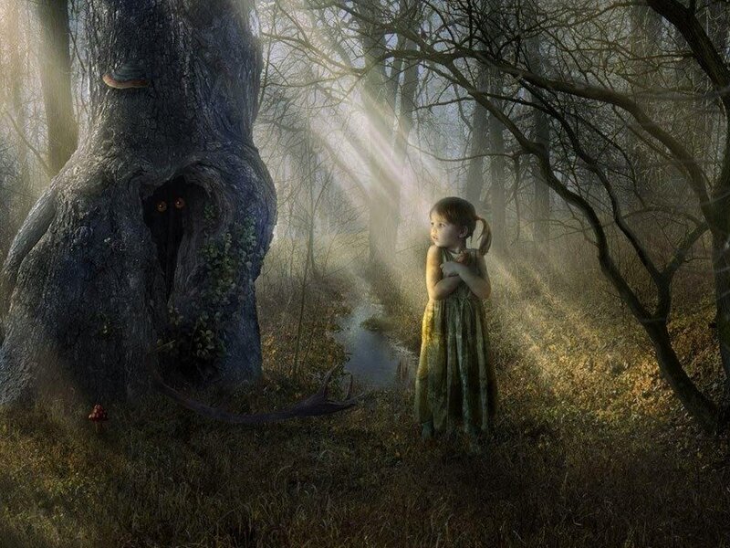 Girl in a mystical forest