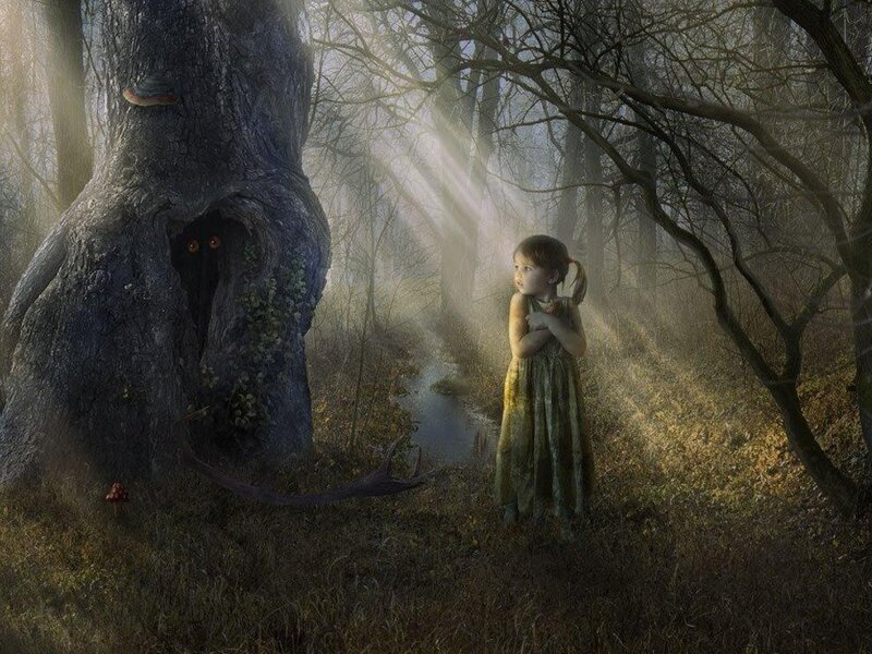 Girl in a mystical forest