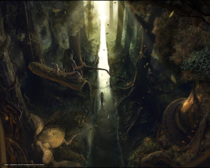 Girl in a mystical forest