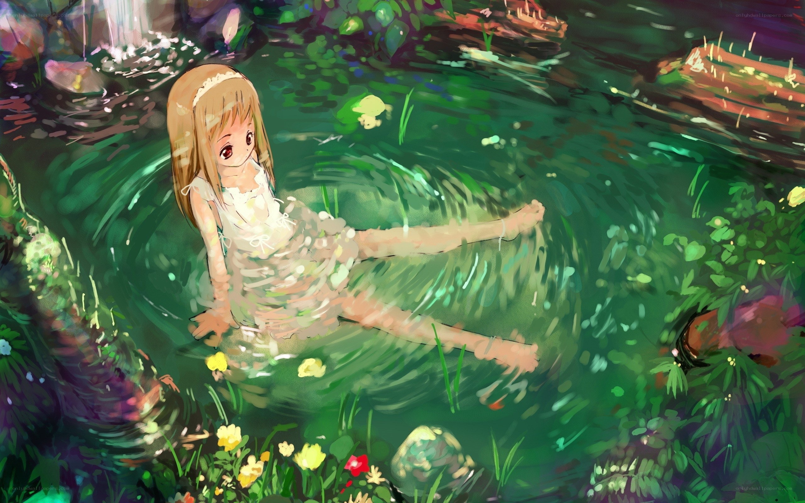 Girl in a pond