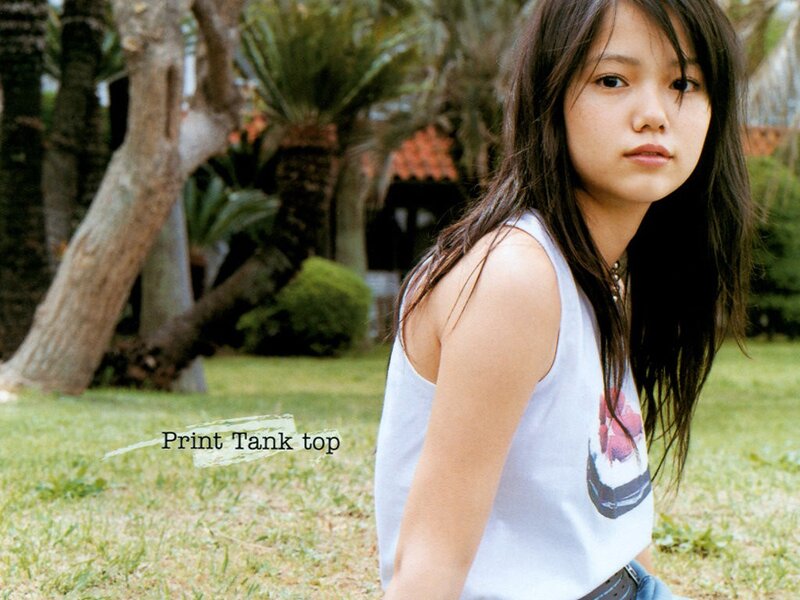 Girl in a print tank top