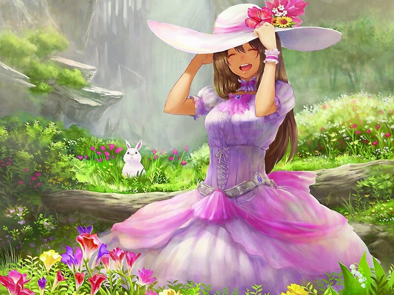 Girl in a purple dress