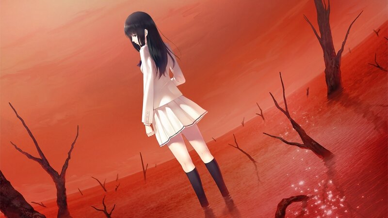 girl in a red wasteland