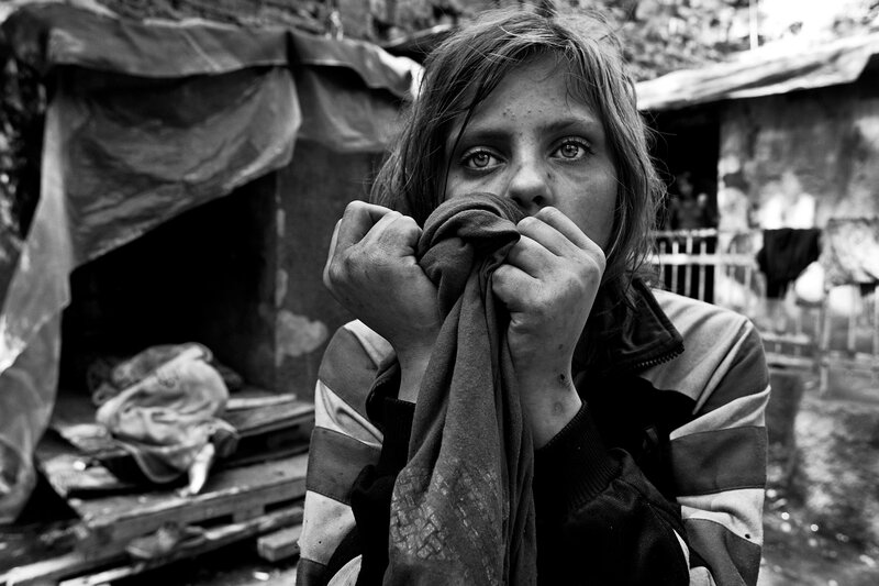 Girl in a refugee camp