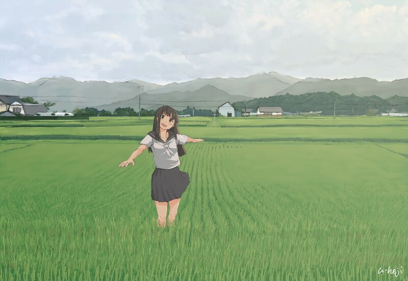 girl in a rice field
