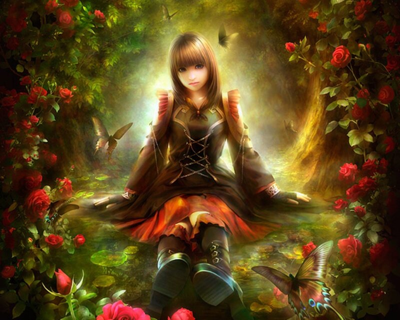girl in a rose garden
