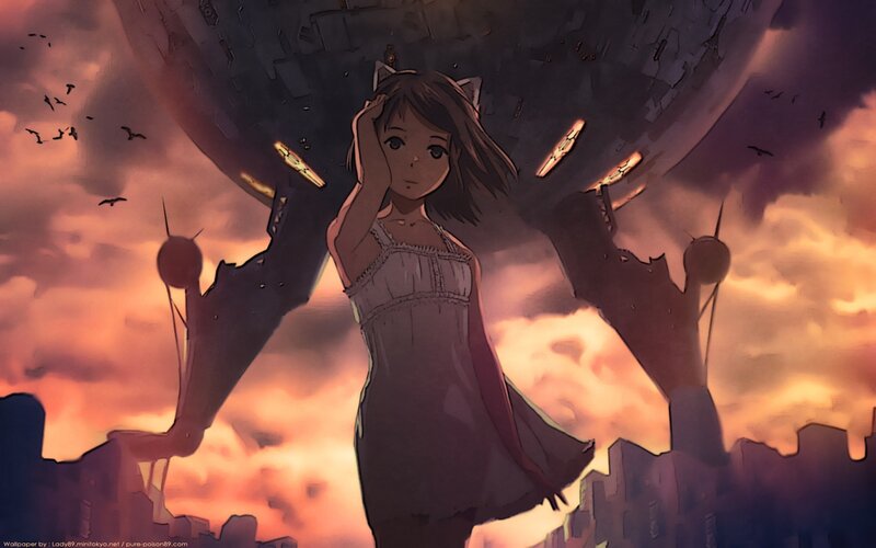 girl in a ruined city
