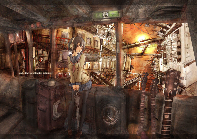 girl in a ruined city