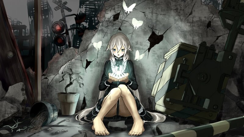 girl in a ruined city