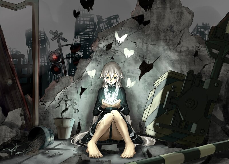 girl in a ruined city