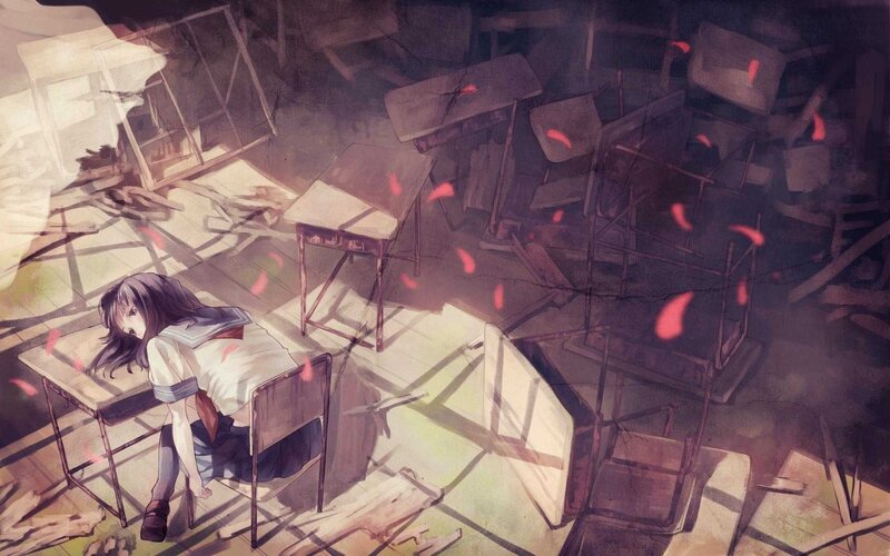 Girl in a Ruined Classroom — Brown