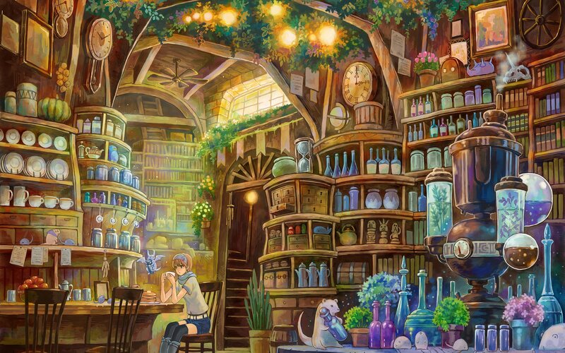 Girl in a Shop — Green