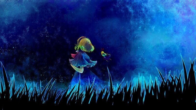 girl in a starry field
